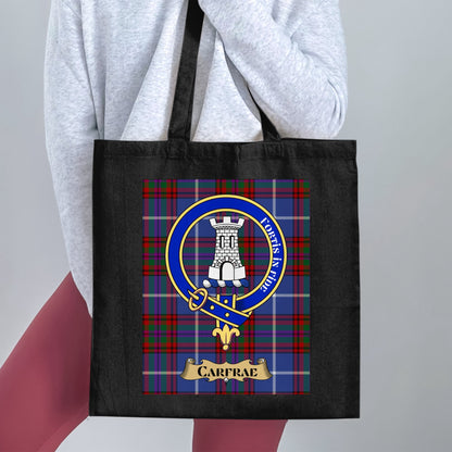 Carfrae Clan Scottish Tartan Crest Tote Bag - Living Stone Gifts