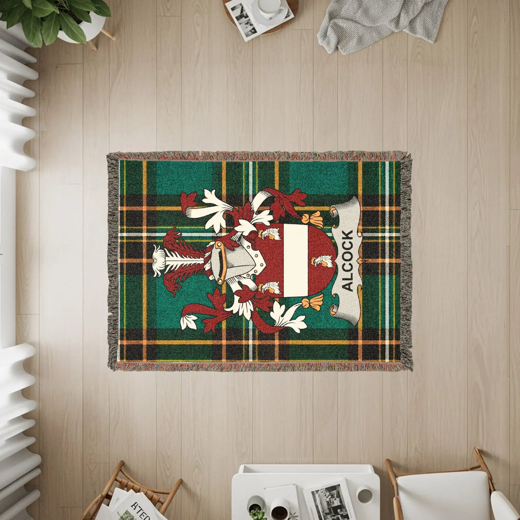 Alcock Family Tartan Heraldry Plaid Fringed Blanket product type