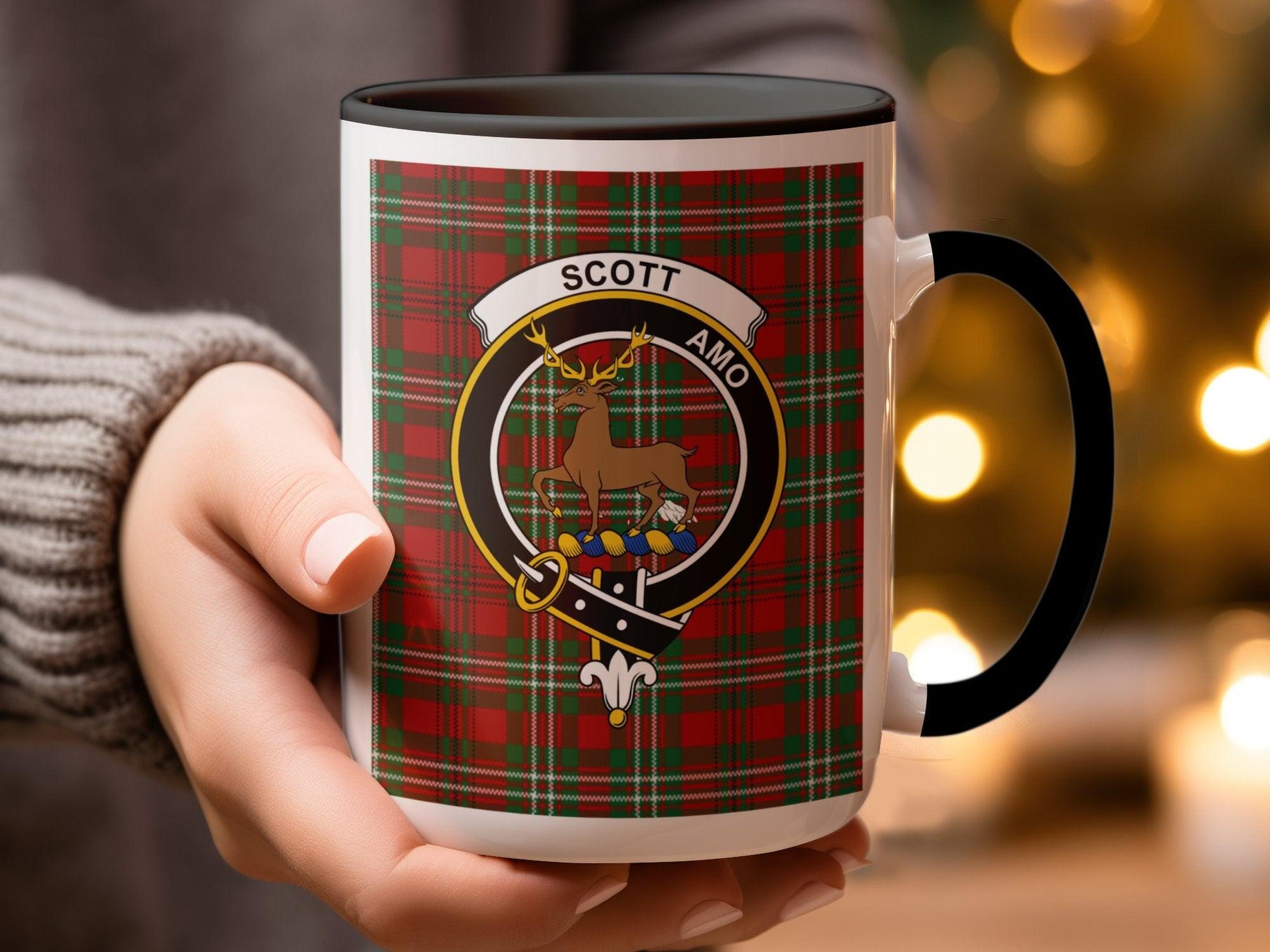 Scott Clan Tartan Crest Stag And Belt Design Mug - Living Stone Gifts