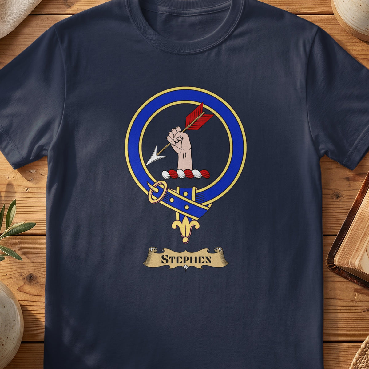 Stephen Scottish clan crest T-shirt in Navy