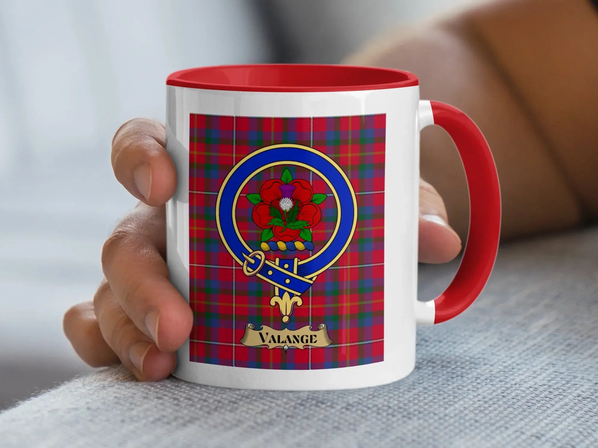 Valange family crest ceramic mug for everyday coffee and tea