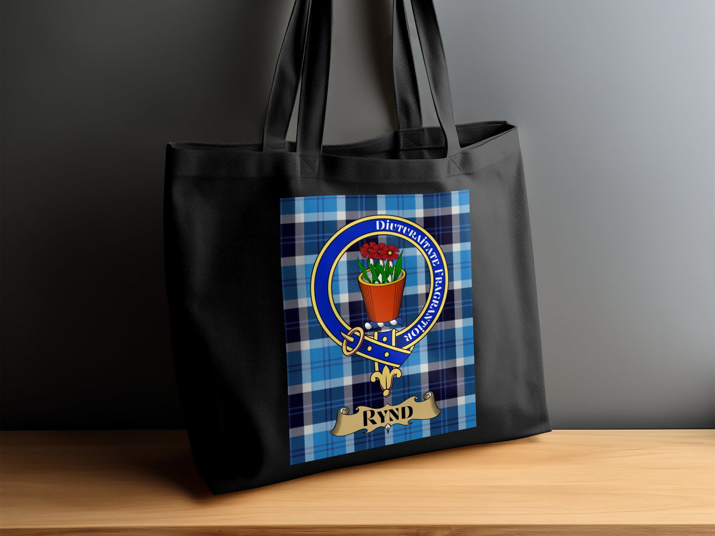 Scottish Clan Crest Tartan Background Rynd Tote Bag - Living Stone Gifts