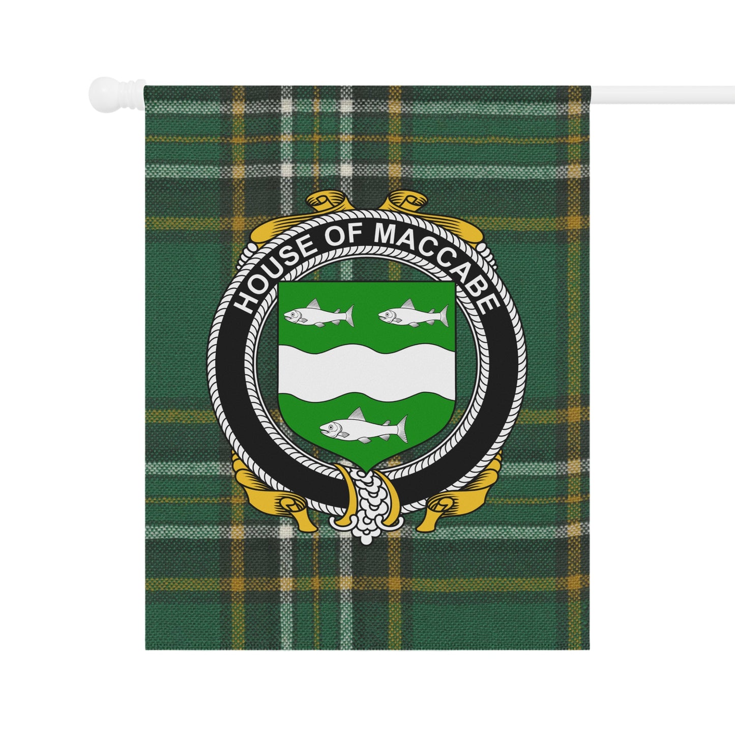 House of Maccabe Plaid Crest Banner Decorative Flag