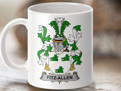 Fitz-Allen Surname Irish Family Crest Mug - Celtic Ancestry Gifts