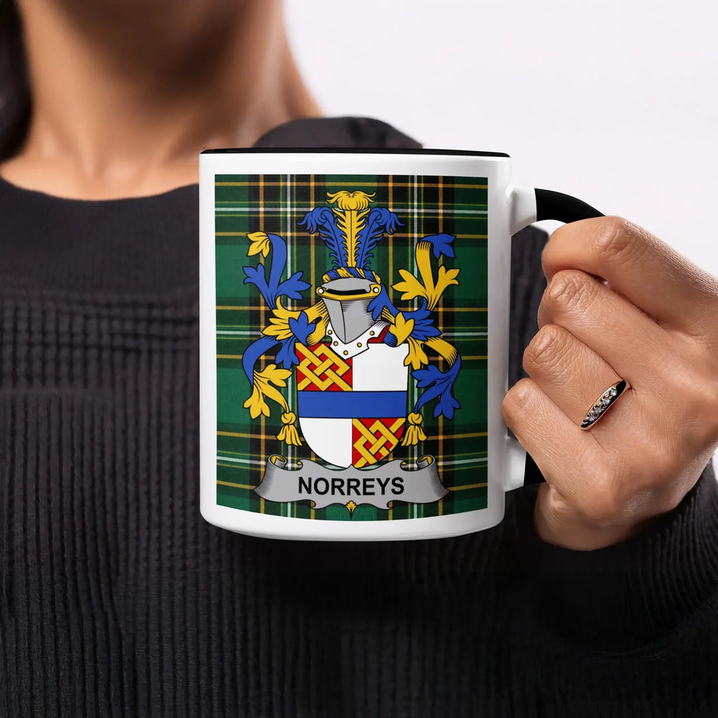 Norreys Irish heritage mug with black handle and interior