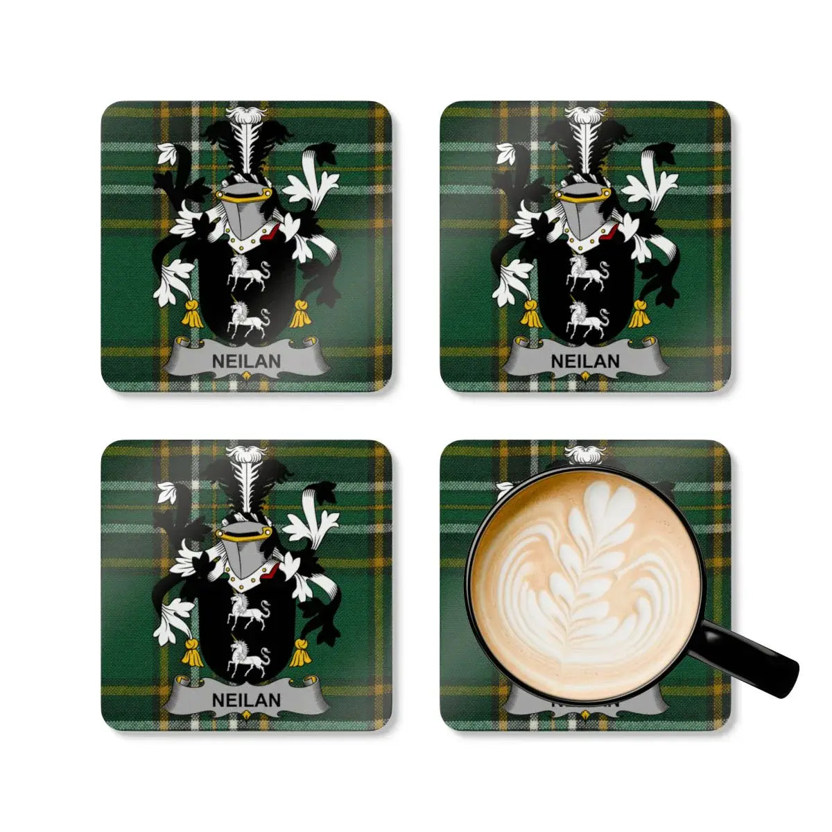 Neilan Tartan Shield Family Crest Design Coasters product