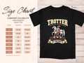 Comfort Colors 1717 size chart in inches with a black Trotter clan crest T-shirt preview