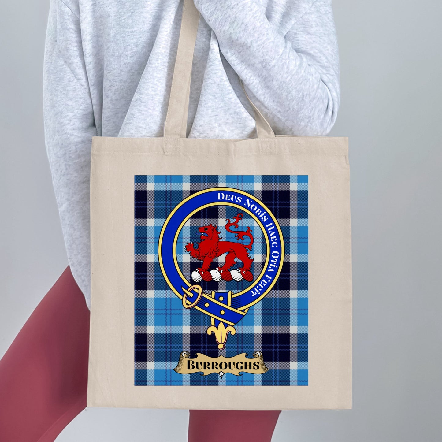 Burroughs Clan Crest Scottish Tartan Tote Bag - Living Stone Gifts