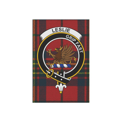 Leslie Clan Scottish Tartan Crest Garden Flag