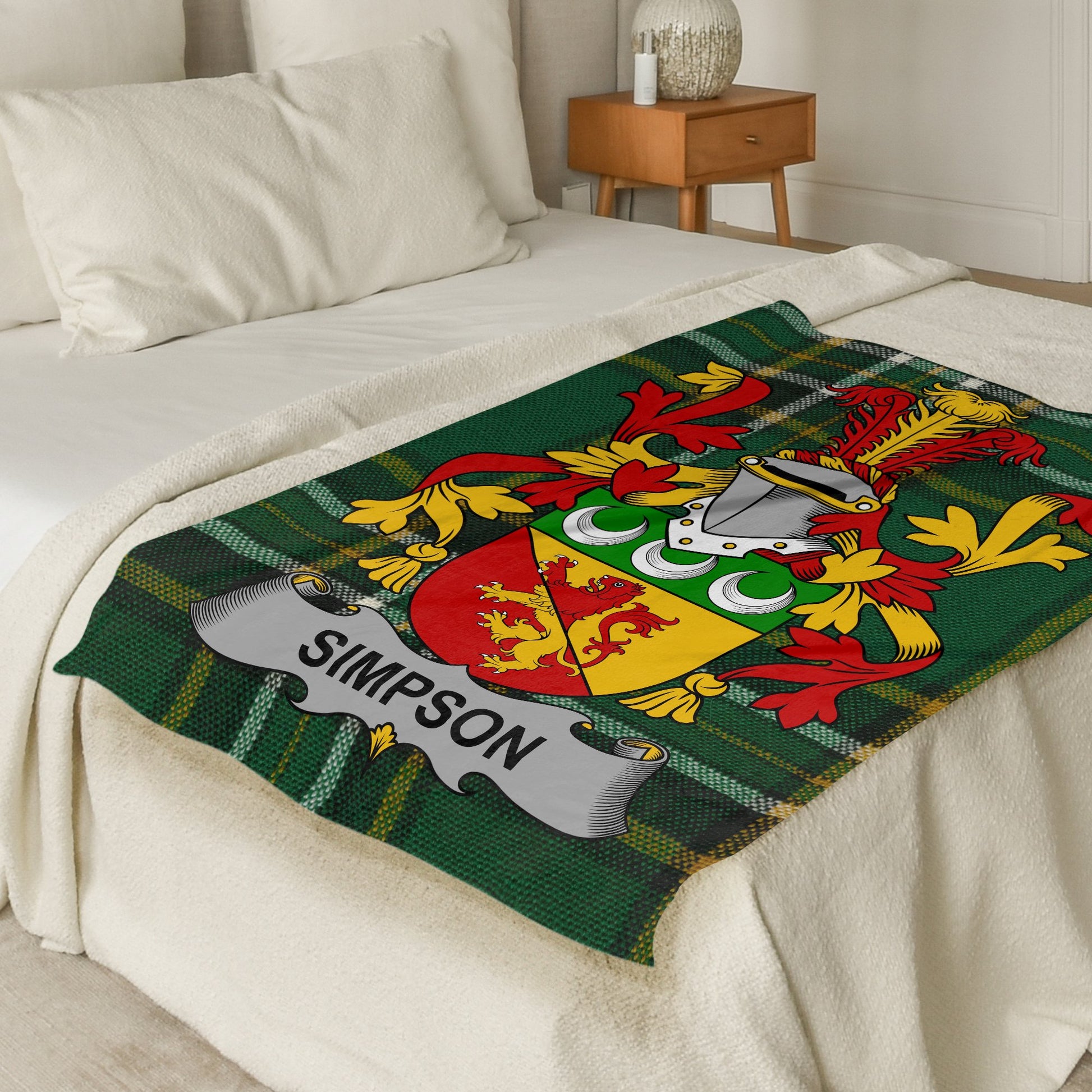 Simpson Surname Irish Tartan Throw Blanket - Living Stone Gifts