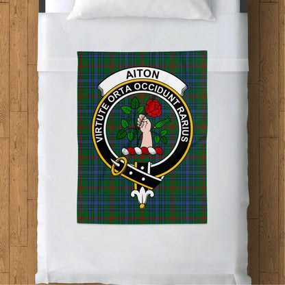 Scottish Clan Aiton Crest Tartan Throw Blanket - Living Stone Gifts