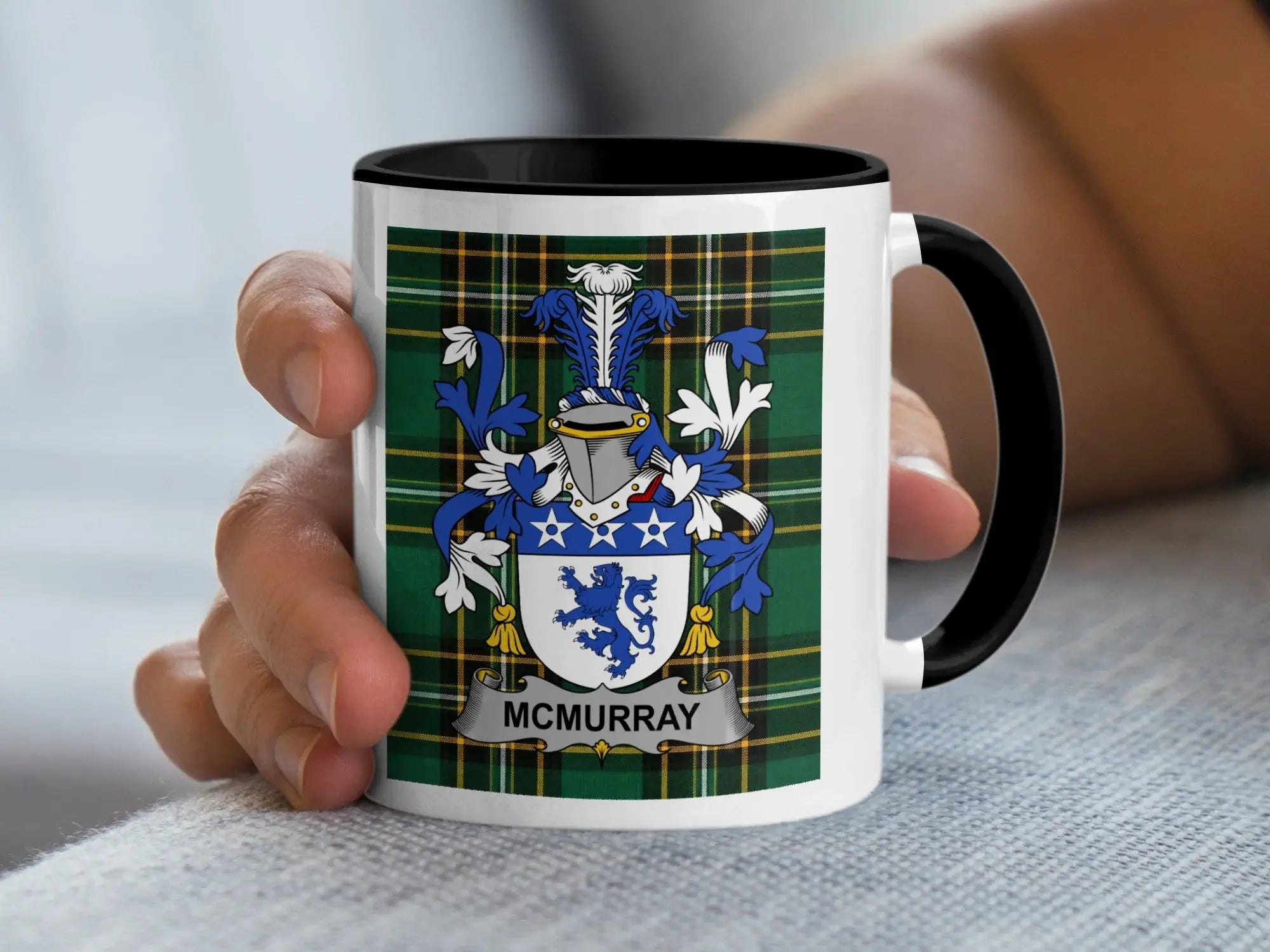 McMurray Irish family crest black accent mug