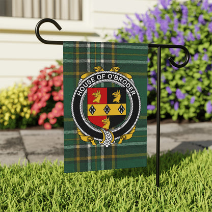 House of O'Broder Garden Flag with Clan Crest Design