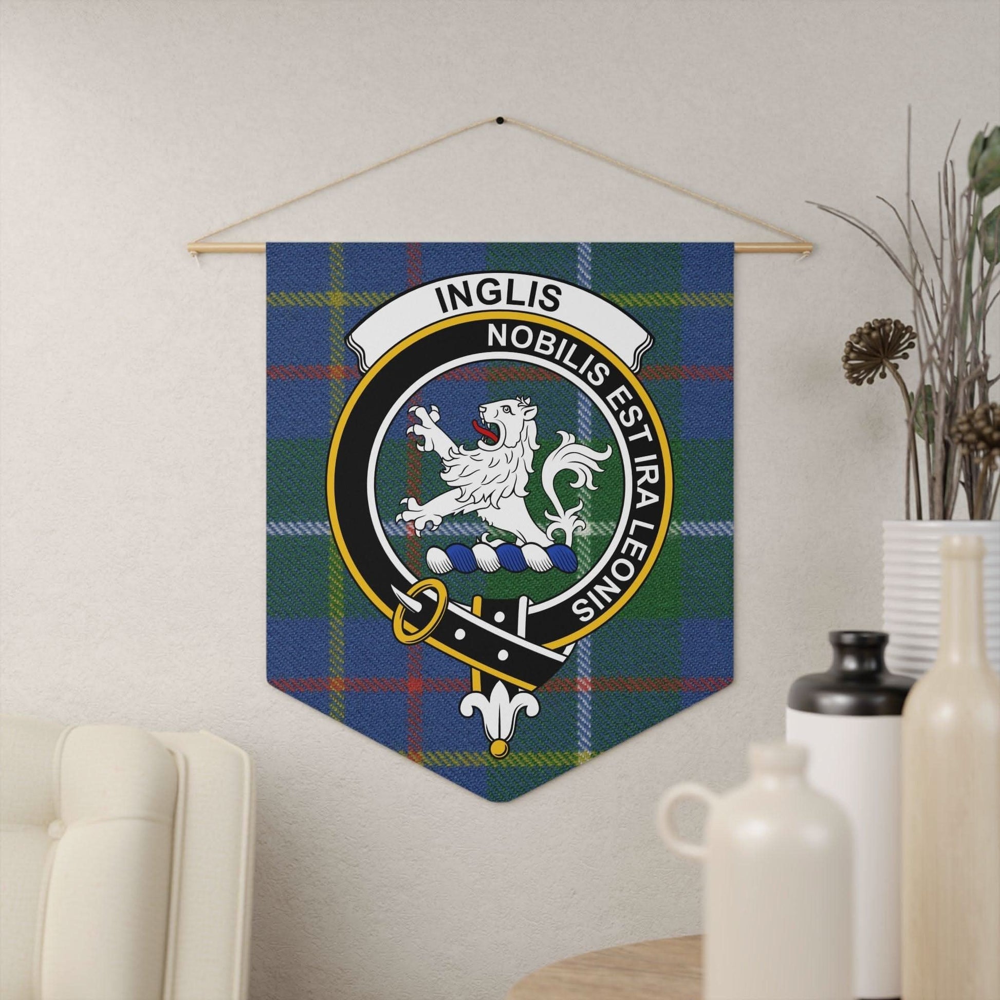 Inglis Family Crest Scottish Tartan Wall Pennant - Celtic Ancestry Gifts