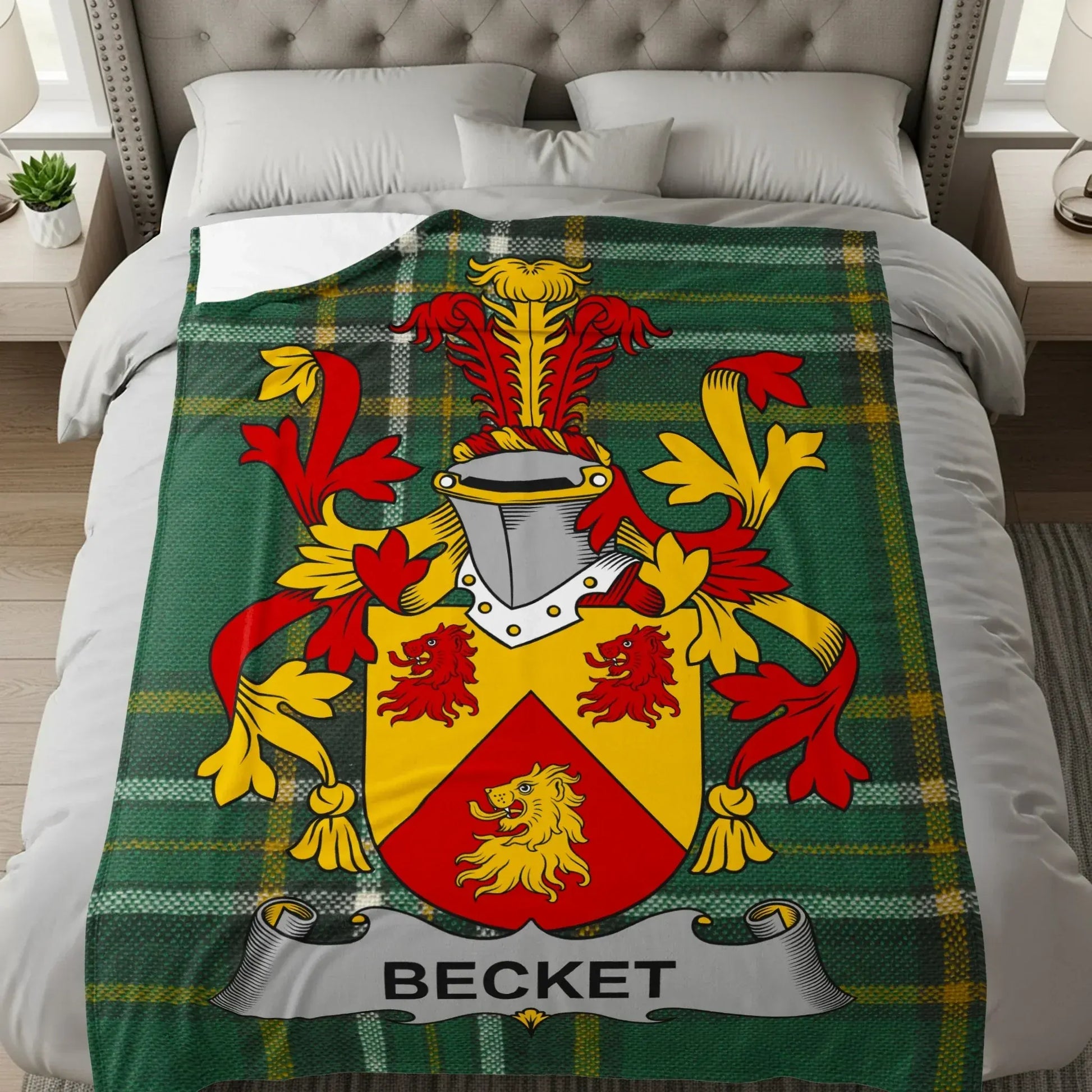 Becket Family Crest Tartan Print Bedding product