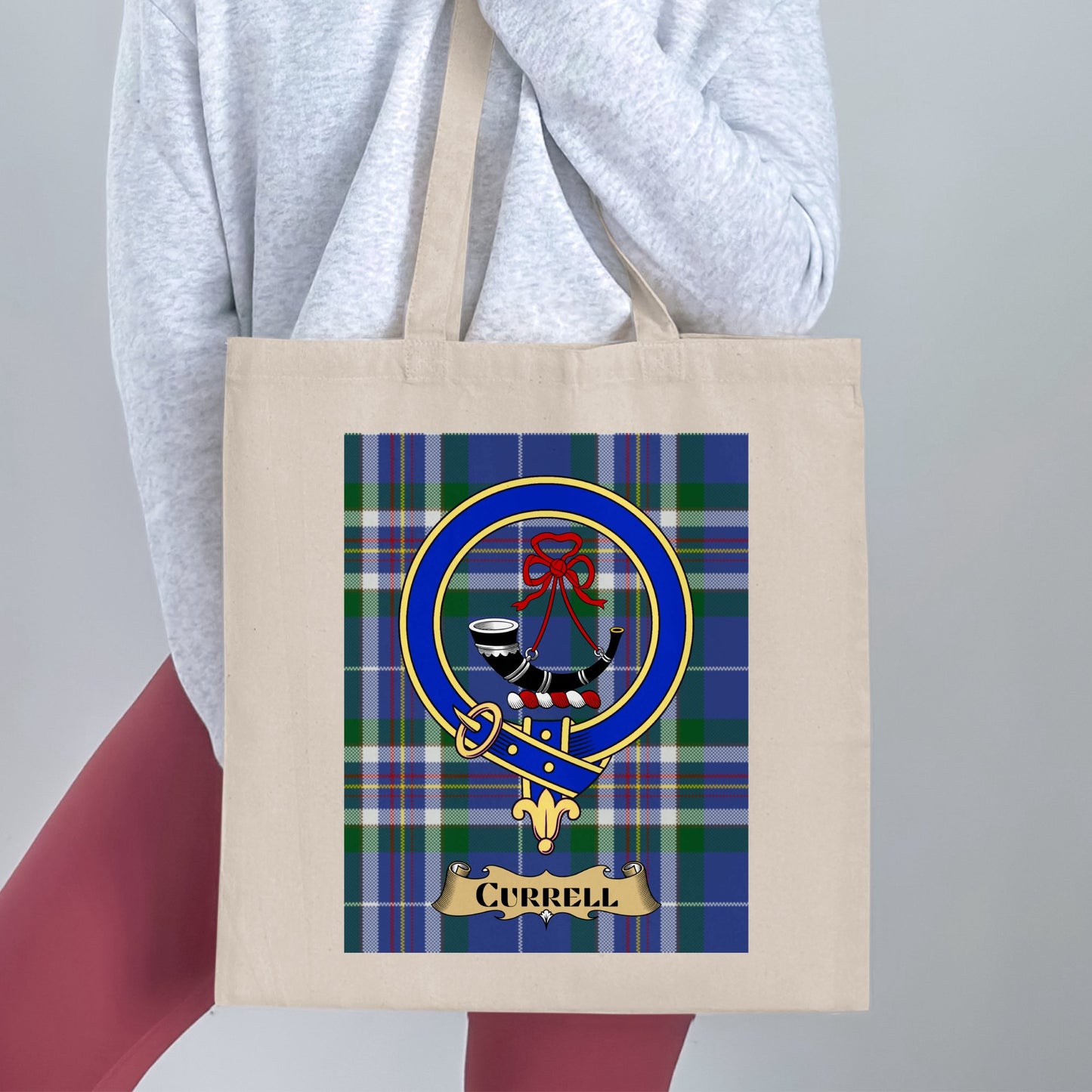 Currell Clan Crest Scottish Tartan Tote Bag - Living Stone Gifts