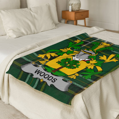 Woods Surname Irish Tartan Throw Blanket - Living Stone Gifts