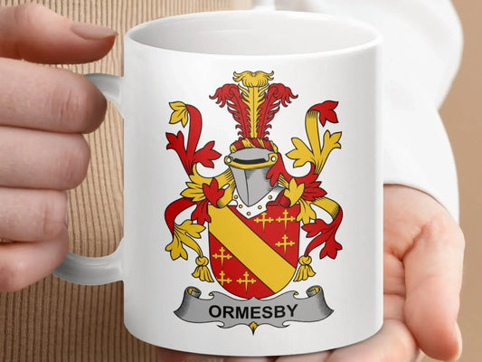 Ormesby Family Crest Coat of Arms Mug - Celtic Ancestry Gifts