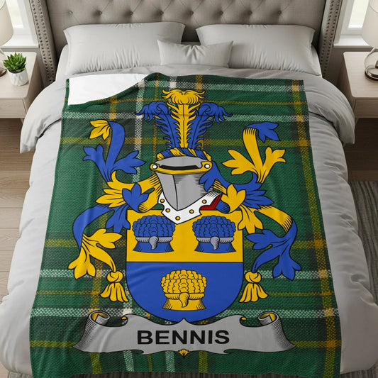 Bennis Family Coat of Arms Tartan Blanket product type