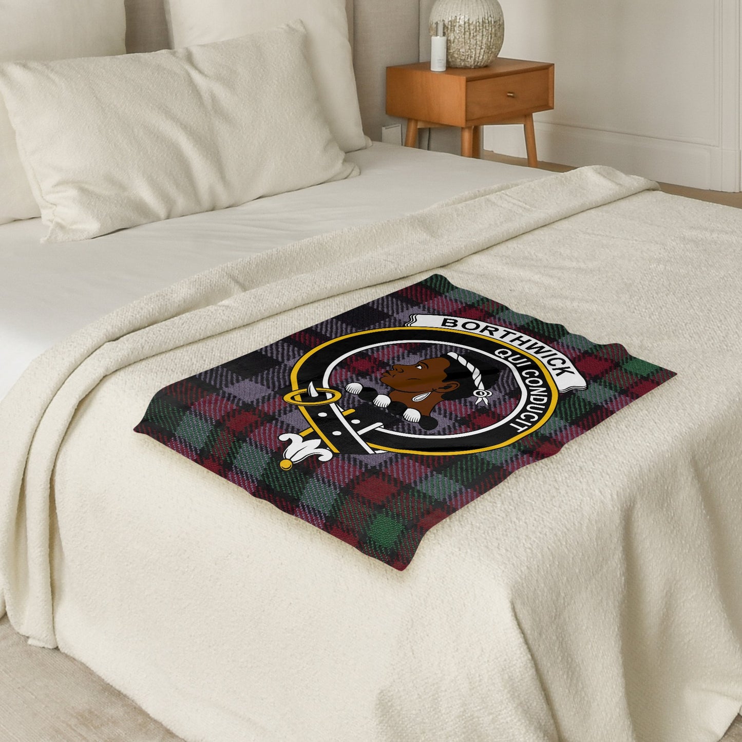 Borthwick Clan Crest Scottish Tartan Throw Blanket - Living Stone Gifts