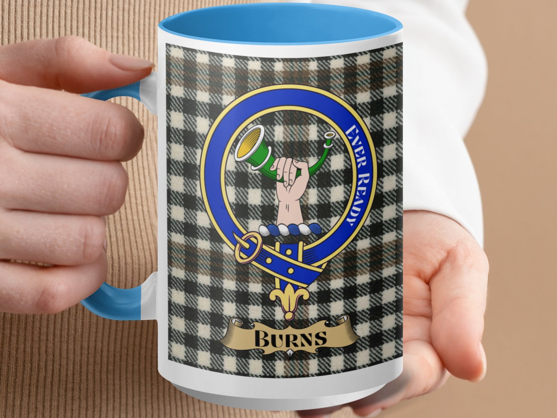 Unique Heraldic Clan Burns Crest Design Mug - Living Stone Gifts