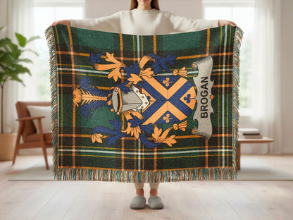 Brogan Clan Tartan Crest Pattern Design Blanket product type