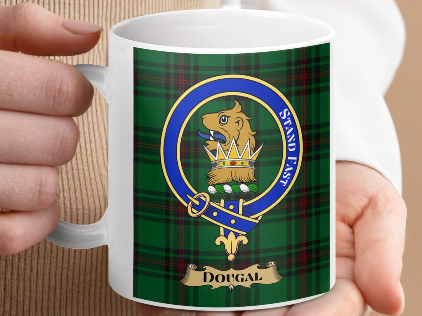 Clan Dougal Scottish Tartan Crest Emblem Mug - Living Stone Gifts