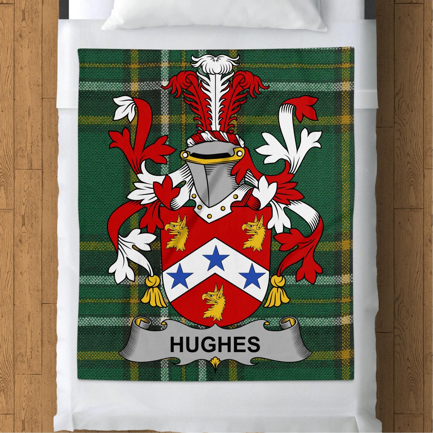 Hughes Surname Irish Tartan Throw Blanket - Living Stone Gifts