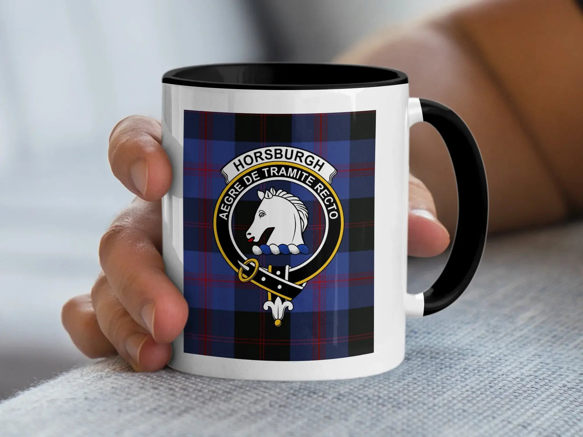 Horsburgh Family Crest Ceramic Mug Clan Tartan Design