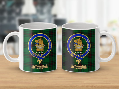 Clan Dougal Scottish Tartan Crest Emblem Mug - Living Stone Gifts