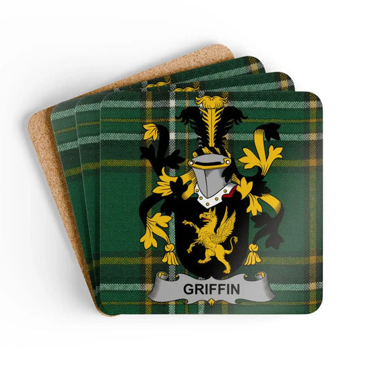 Griffin Family Coaster Set Green Plaid Design product type