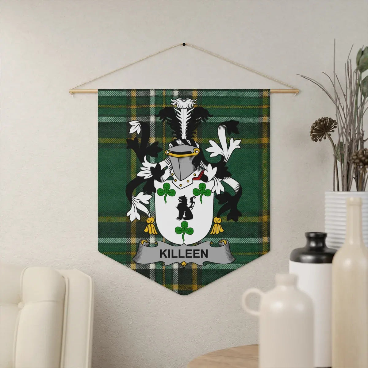 Killeen Family Crest with Tartan Design Wall Hanging product