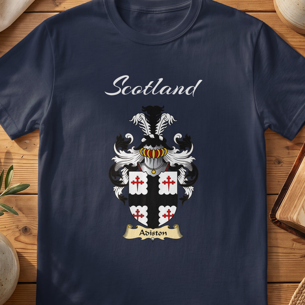 Adiston Scottish family shield T-shirt in Navy