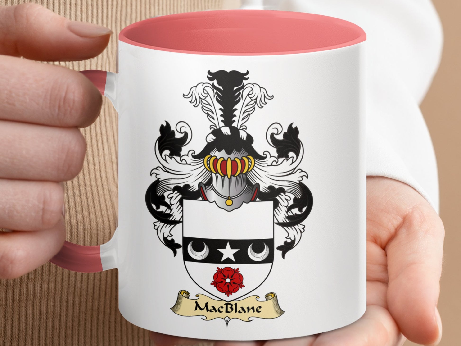 MacBlane Family Crest Coat of Arms Accent Coffee Mug - Living Stone Gifts