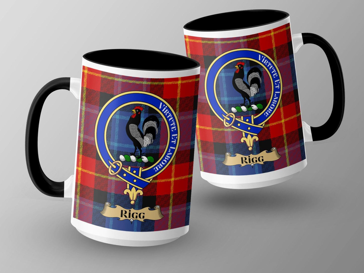 Rigg Scottish Clan Crest Tartan Pattern Mug - Living Stone Gifts