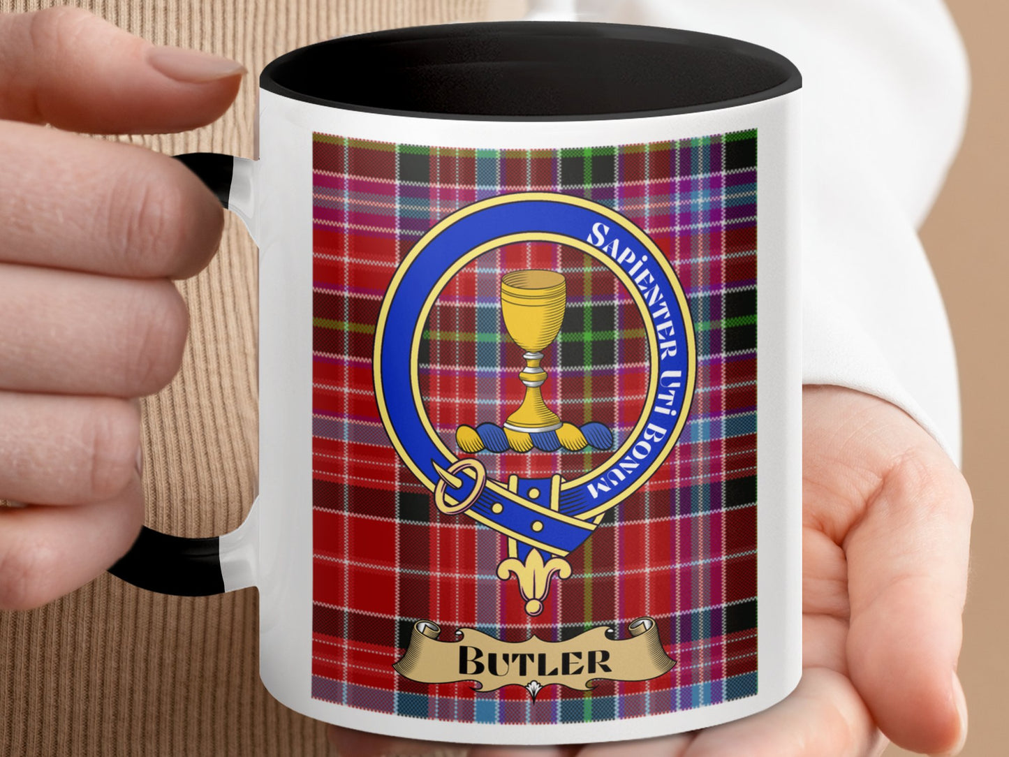 Clan Butler Personalized Plaid Tartan Pattern Mug - Living Stone Gifts