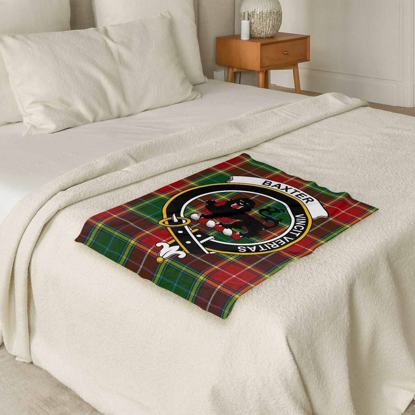 Baxter Scottish Tartan Crest Throw Blanket - Living Stone Gifts