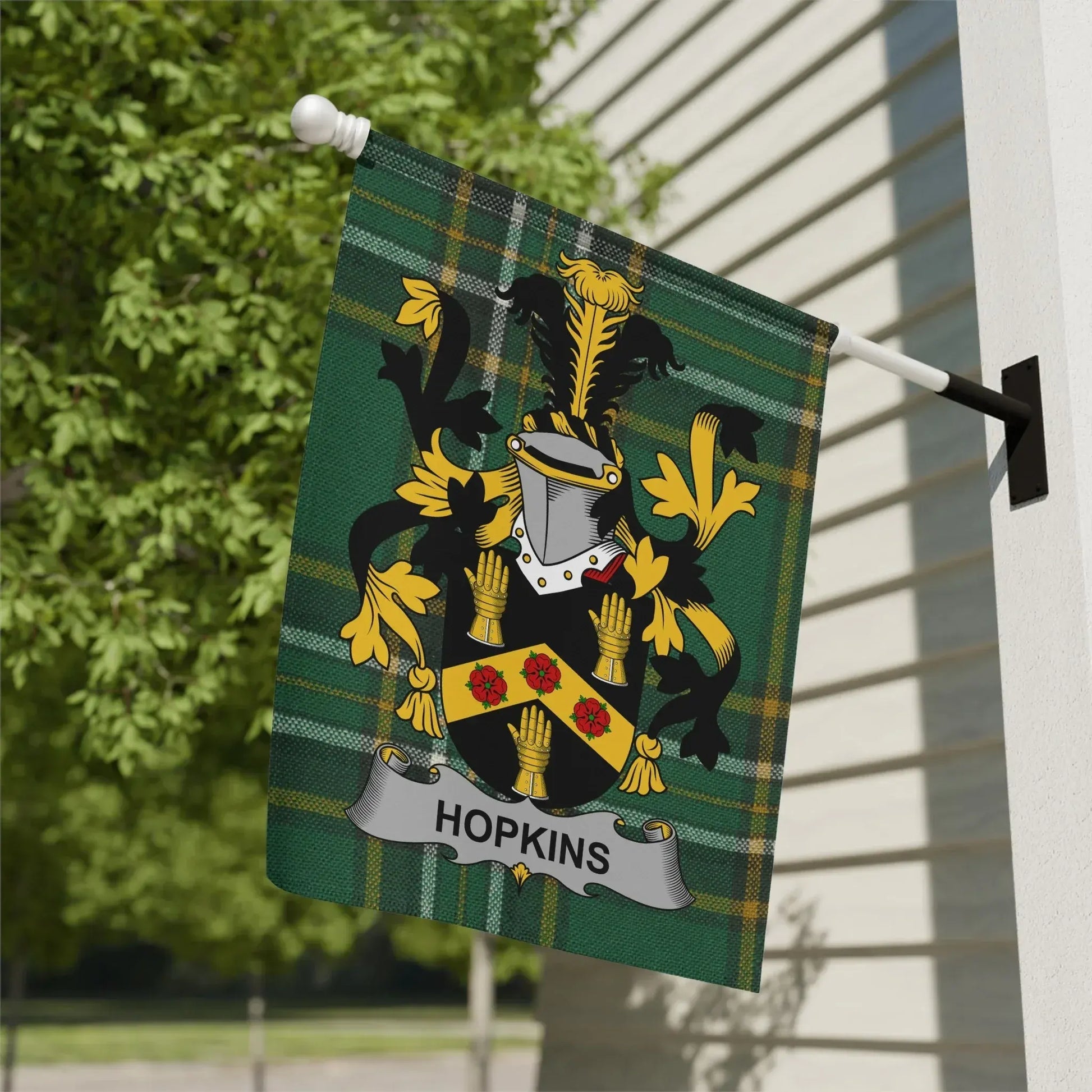 Green Plaid Family Crest Garden Flag Personalized product type