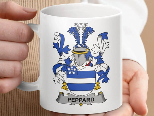 Peppard Family Coat of Arms Crest Mug - Celtic Ancestry Gifts