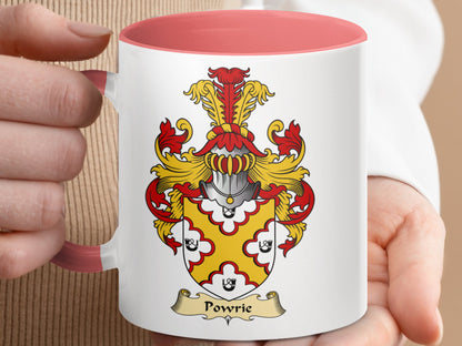 Scottish Clan Powrie Coat of Arms Design Mug - Living Stone Gifts