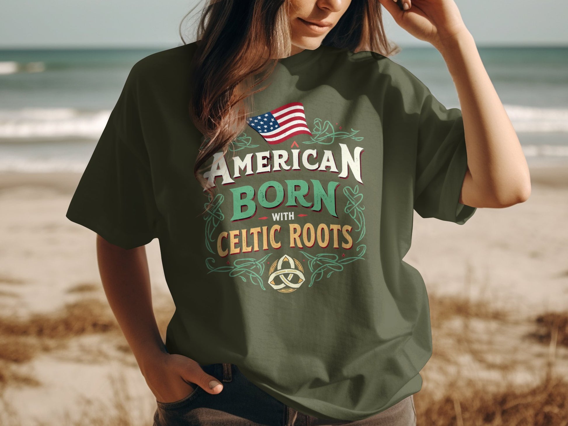 Proud American Born with Celtic Heritage T-Shirt - Living Stone Gifts