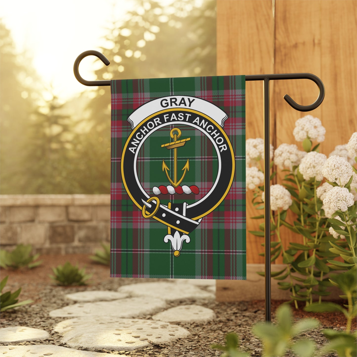 Gray Clan Scottish Tartan Crest Garden Flag