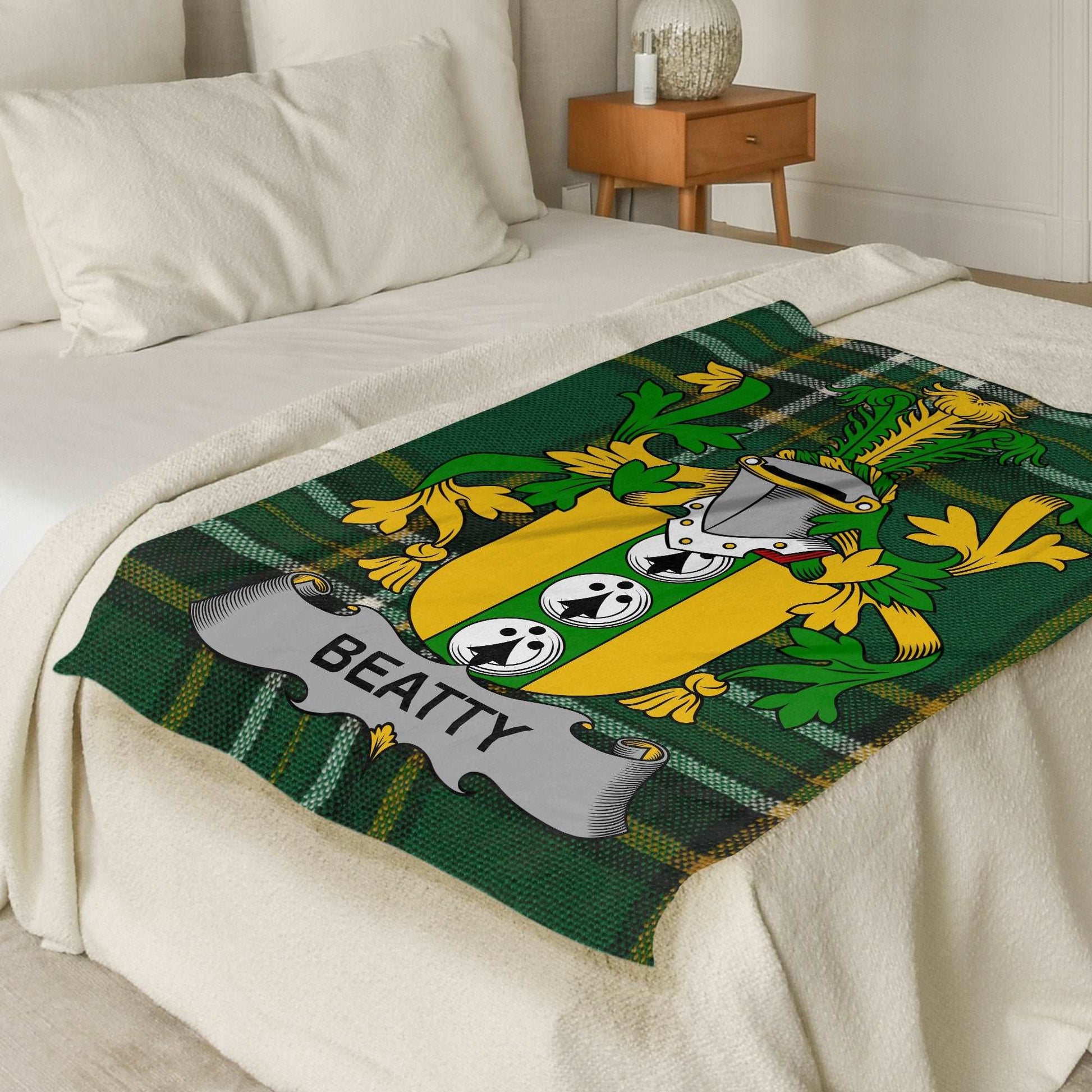 Beatty Surname Irish Tartan Throw Blanket - Living Stone Gifts