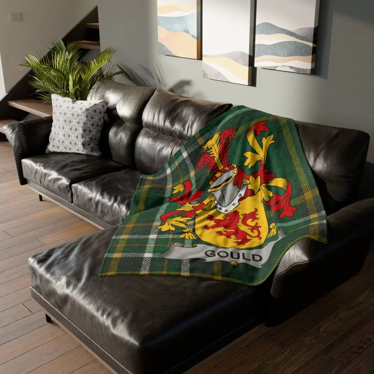 Personalized Green Plaid Family Coat of Arms Blanket product