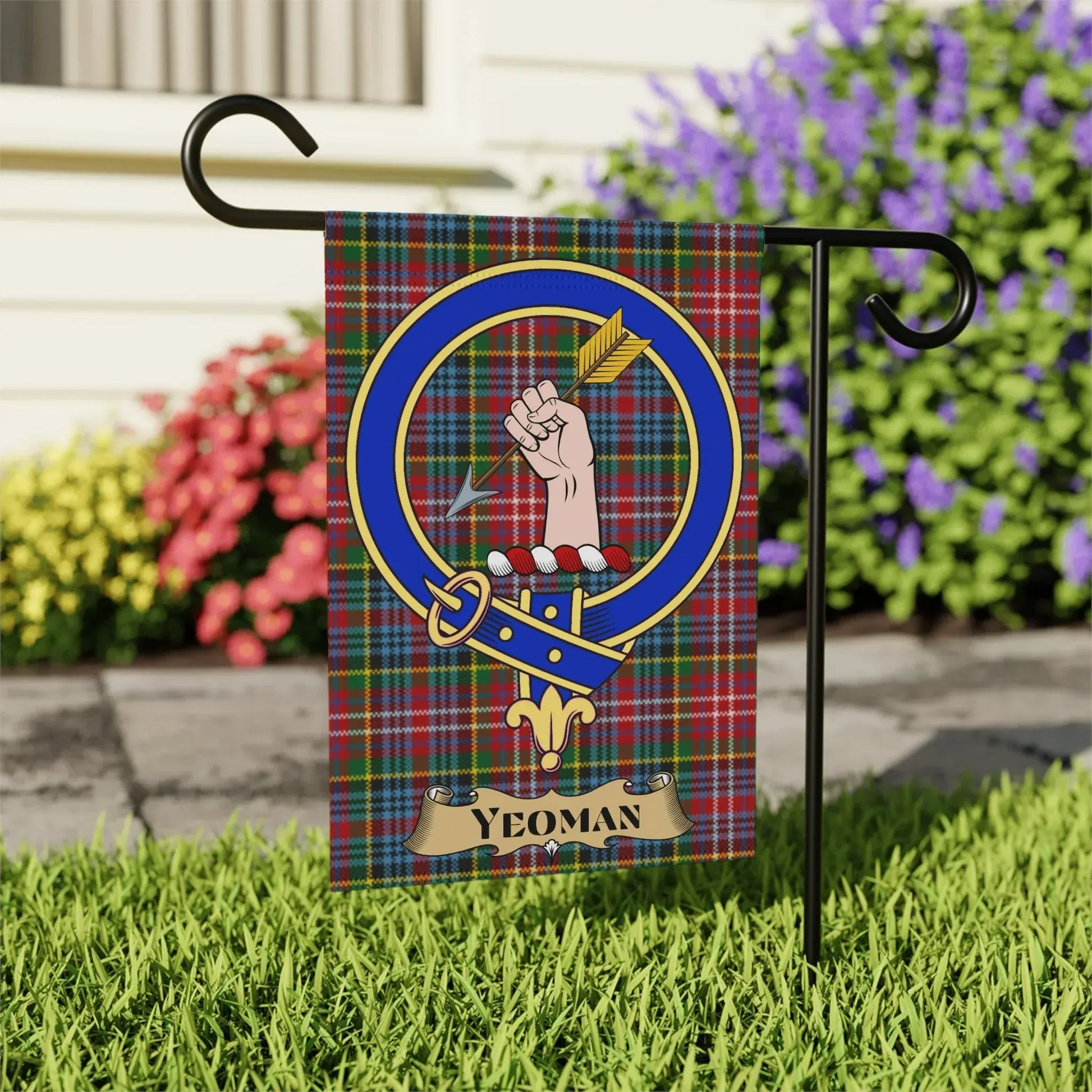 Yeoman Hand with Arrow Tartan Garden Flag product
