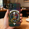 MacLennan clan crest tartan phone case — Dum Spiro Spero full wrap glossy print on iPhone