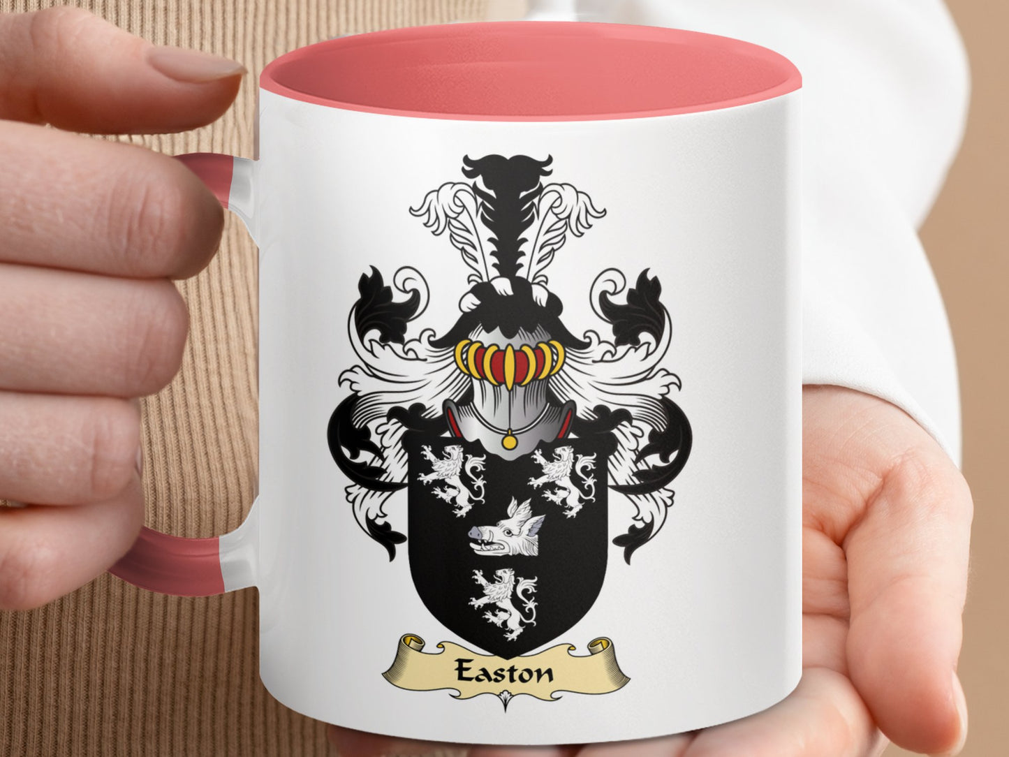 Clan Easton Scottish Coat of Arms Accent Coffee Mug - Living Stone Gifts