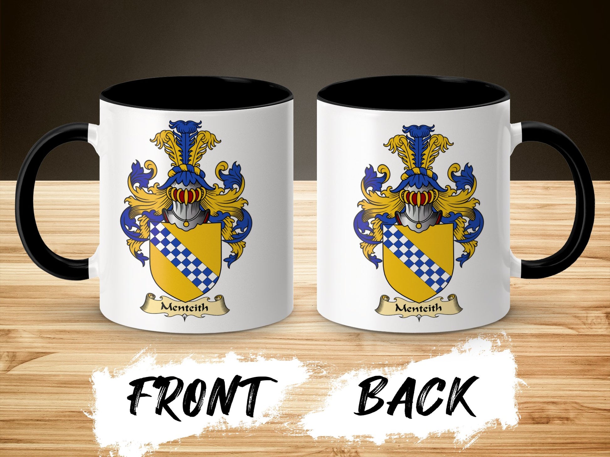 Menteith Clan Surname Coat of Arms Design Mug - Living Stone Gifts