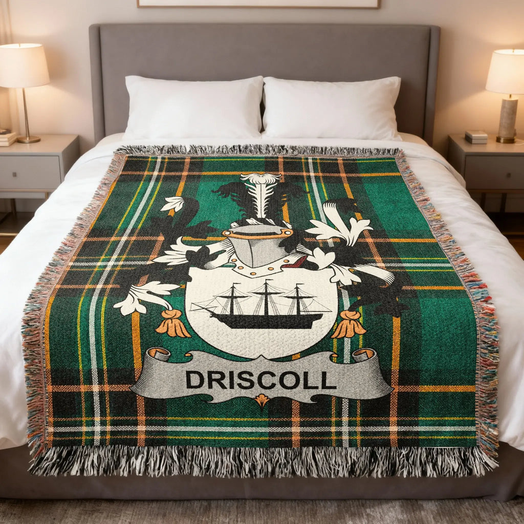 Driscoll Family Crest Green Plaid Ship Tartan Blanket product type