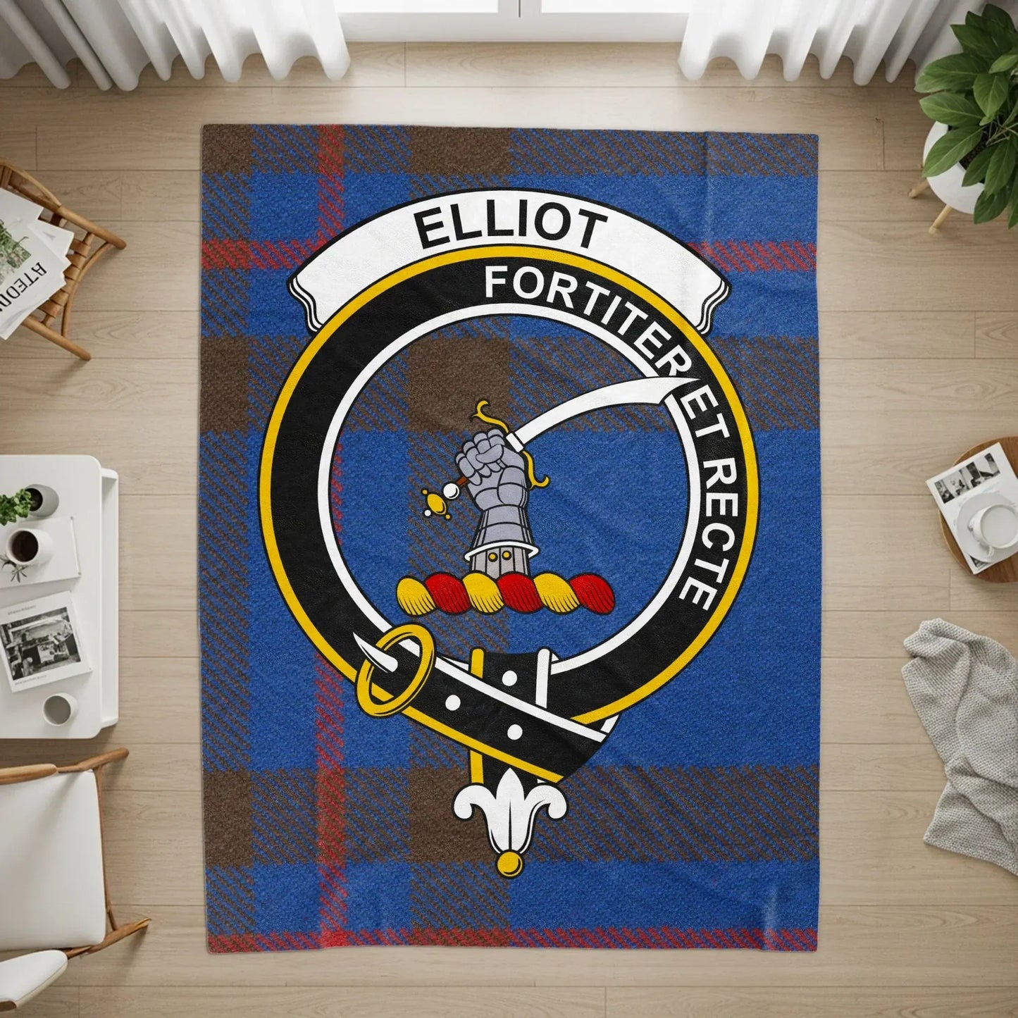 Fortiter Et Recte Elliot Clan Tartan Rug product